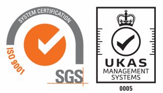 SGS ISO 9001 certification mark, UKAS accredited